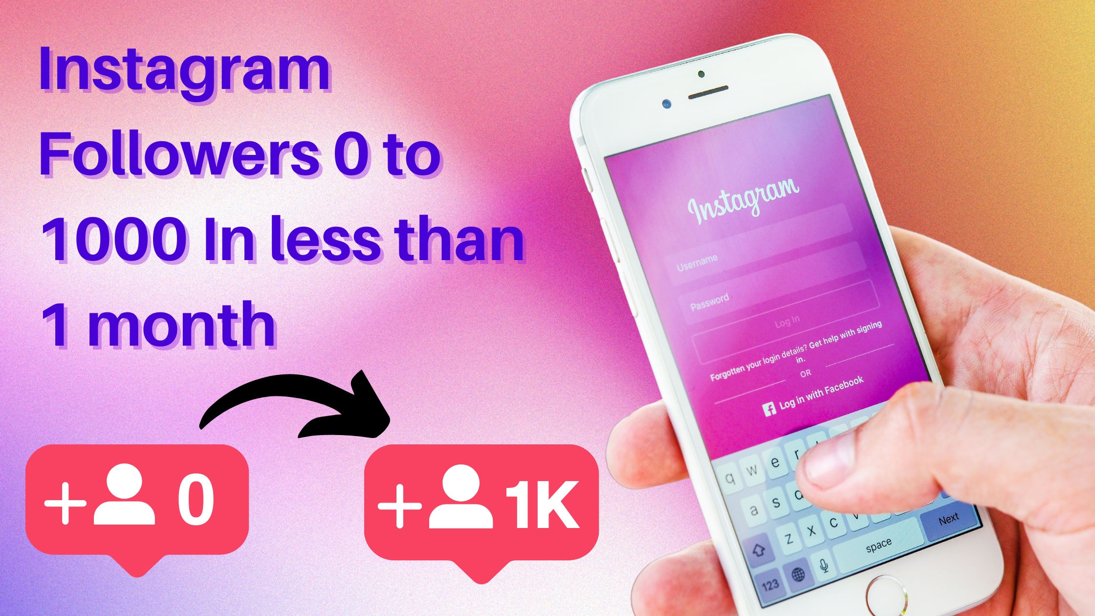 instagram followers o to 1000 in 1 month