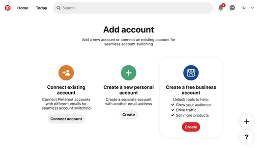 how to add account on piterest