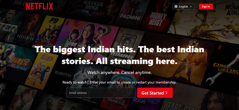 Netflix website content