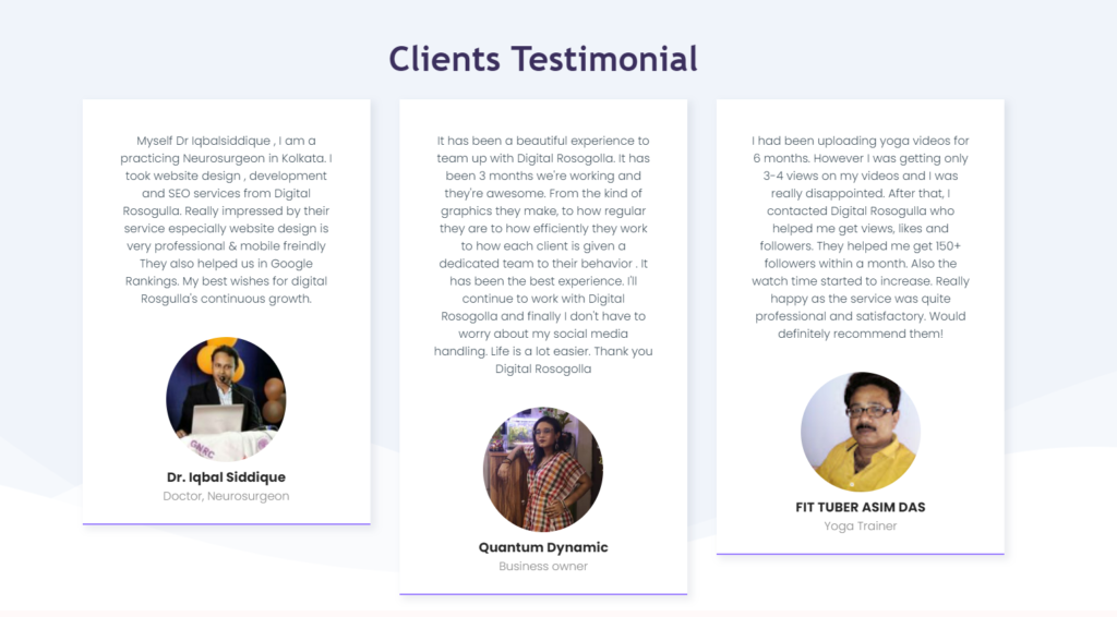 Digital Rosogulla's Clients' testimonials