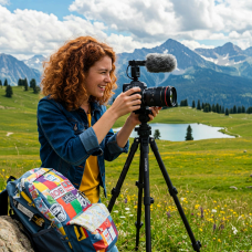 a lady capturing image
